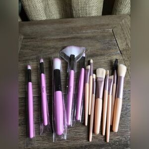 Pink and Peach Makeup Brush Set 13 PCs- Assorted Face & Eye Brushes